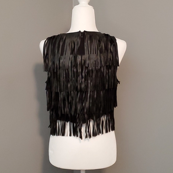 WET SEAL BLACK FRINGE HALTER TANK TOP - Picture 4 of 6